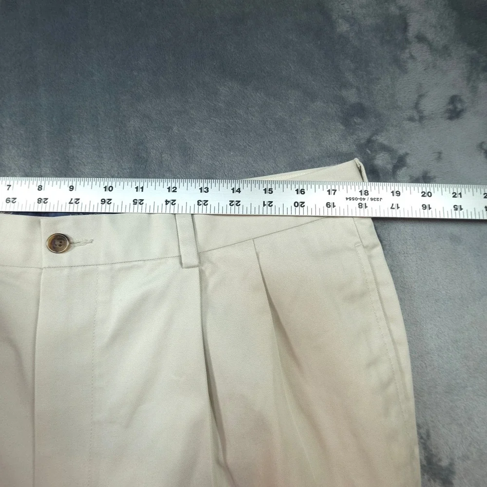Brooks Brothers Thompson Advantage Chino Khaki Pleated Cuffed Pants 38x32